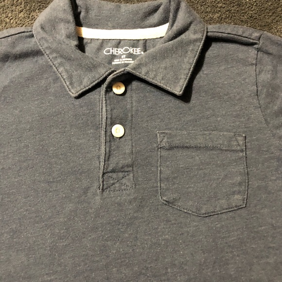 Cherokee • Navy Blue | Gray Collard Button Up Short Sleeve - Picture 3 of 6